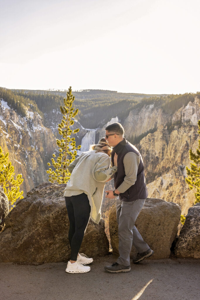 Candid photo of Kasey and Ashlyn enjoying the view of Grand Canyon of the Yellowstone.