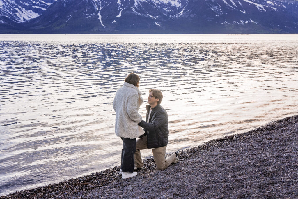 Avery beginning to kneel for the proposal