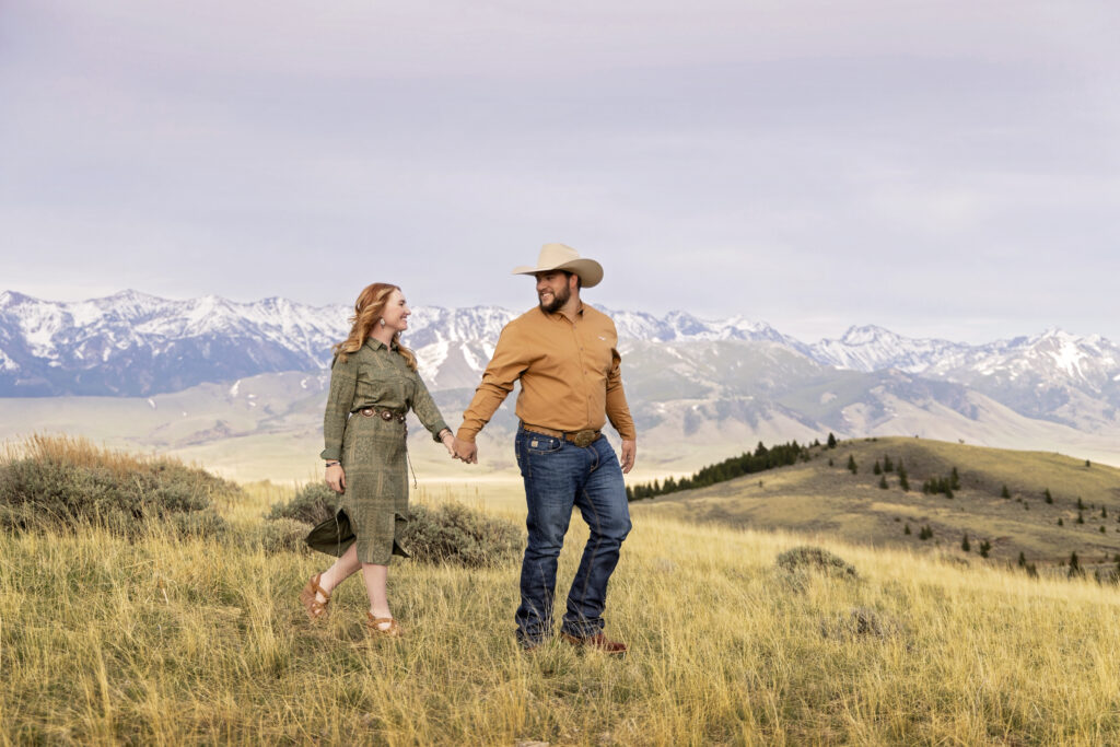 Sunset couples photo session in Madison Range Montana