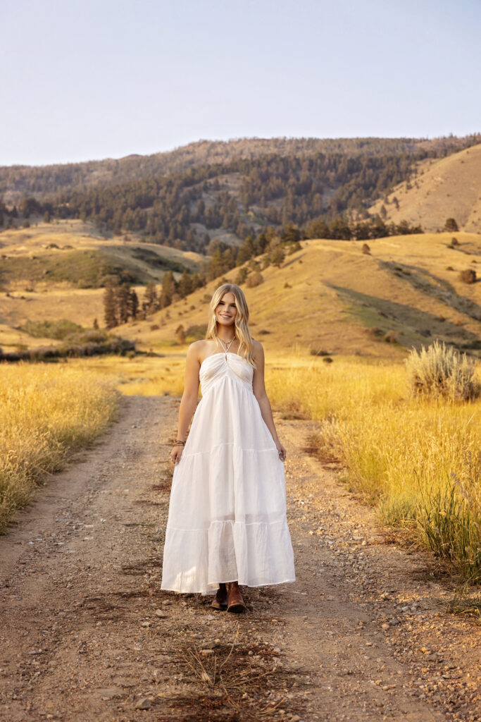 High school senior portrait near Ennis Montana with mountain views