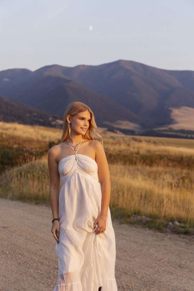 Mountain view senior portrait near Bozeman Montana