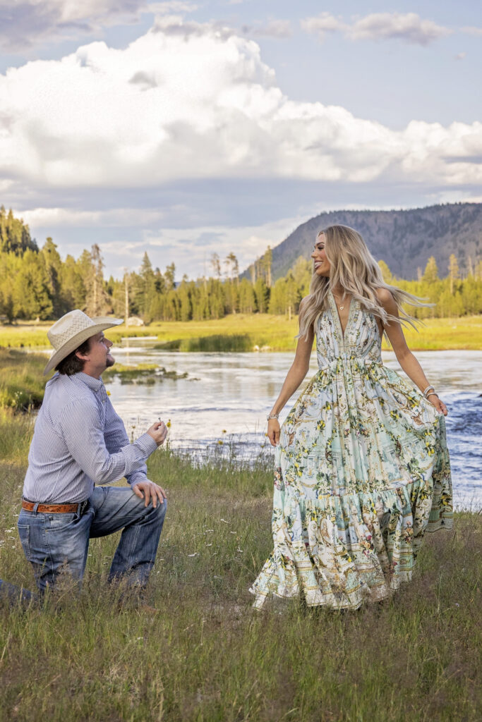 Yellowstone surprise proposal engagement photos