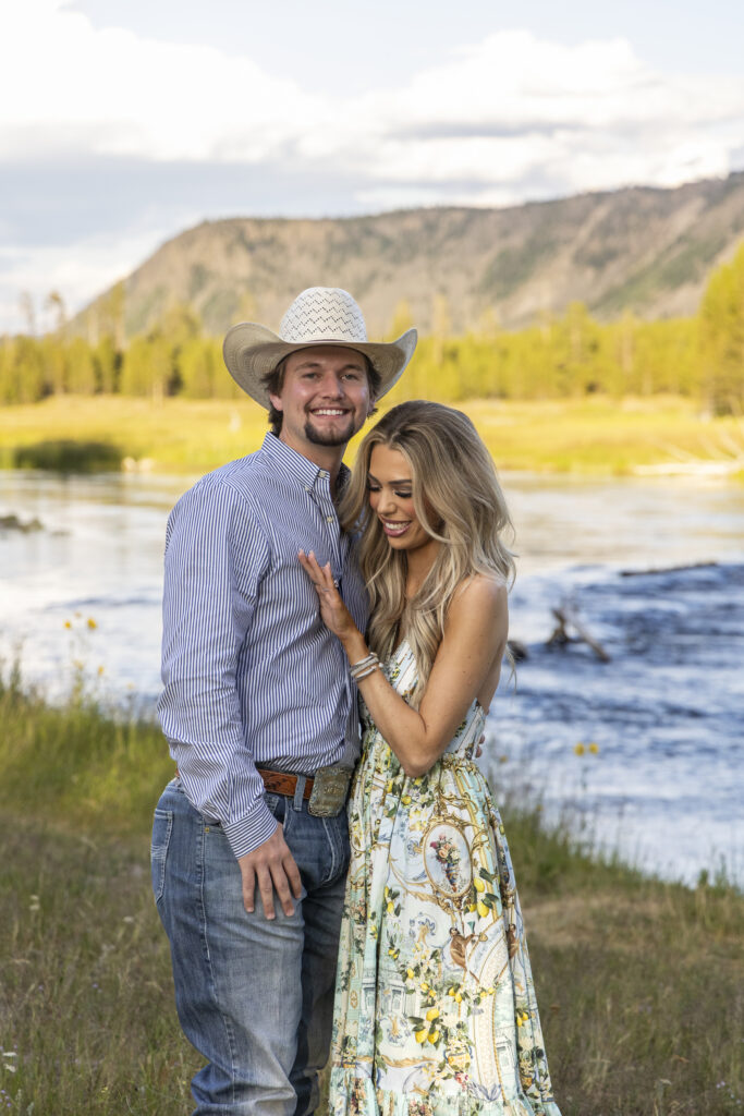 Romantic proposal in Yellowstone National Park