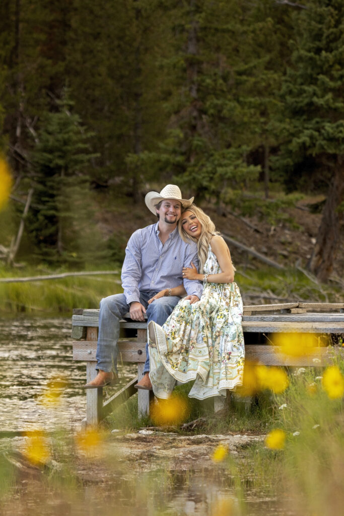 Sunset Yellowstone surprise proposal along the river